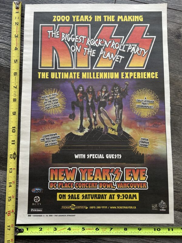 KISS Concert Poster Ad Advert 11x17 Millennium Vancouver Canada Vintage Kiss