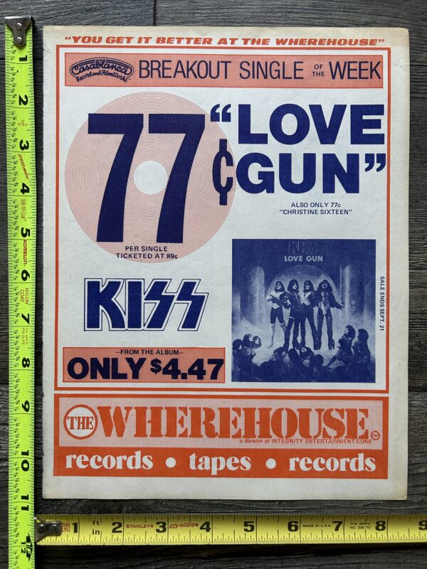 KISS Ad Advert Love Gun Christine Vinyl Wherehouse Records Tapes Vintage Aucoin