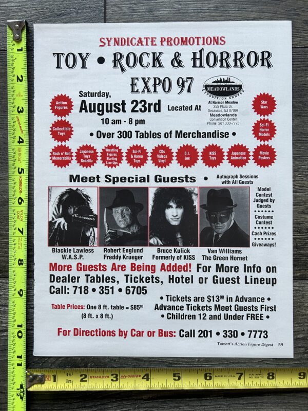 KISS Ad Advert Bruce Kulick WASP Blackie Lawless Toy Rock Horror Expo NJ Vintage