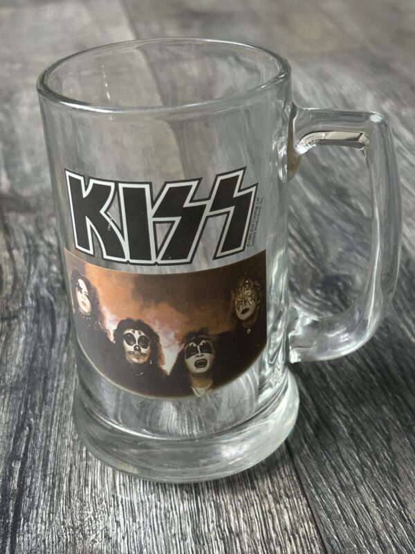 KISS Glass Coffee Or Beer Mug Summit Debut Album Outtake 5 1/2" 1995 Vintage Kiss Memorabilia