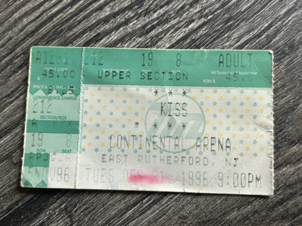 KISS Ticket Stub Alive Reunion Tour Dec 31 1996 Continental Arena NJ Vintage Kiss