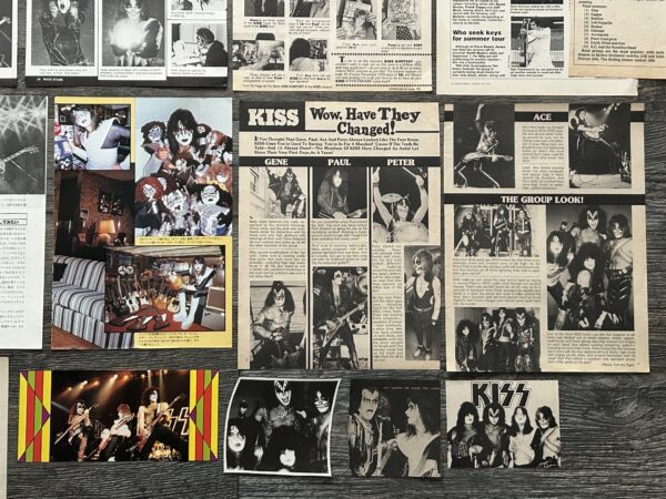 KISS Clippings 56pc Lot Love Gun Alive 2 Solo Albums Vintage Kiss Aucoin