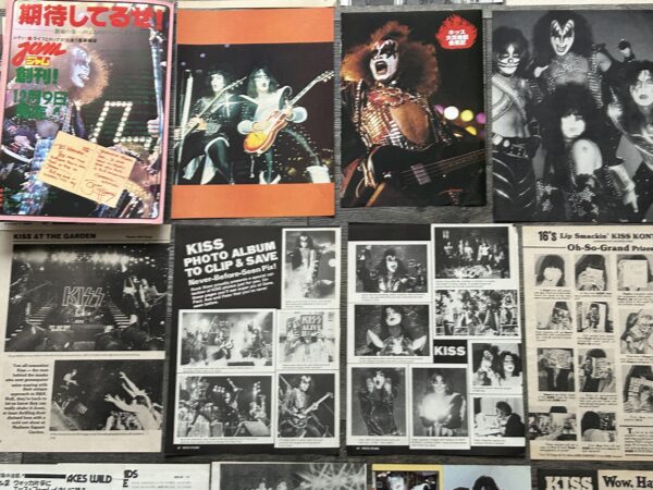 KISS Clippings 56pc Lot Love Gun Alive 2 Solo Albums Vintage Kiss Aucoin