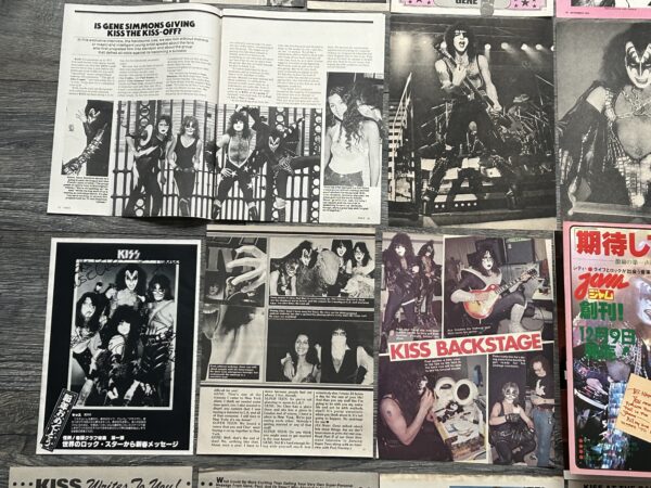 KISS Clippings 56pc Lot Love Gun Alive 2 Solo Albums Vintage Kiss Aucoin