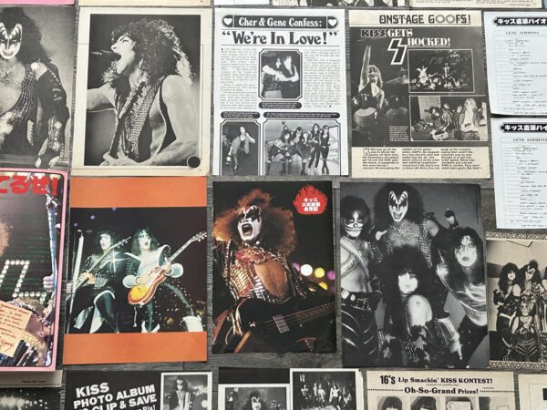 KISS Clippings 56pc Lot Love Gun Alive 2 Solo Albums Vintage Kiss Aucoin