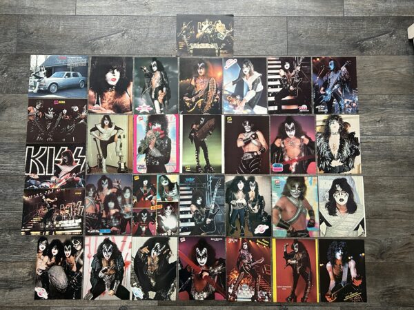 KISS Clippings Pin Up 30pc Lot Love Gun Alive 2 Solo Albums Vintage Kiss Aucoin