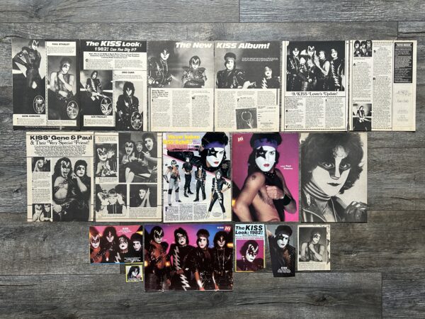 KISS Clippings Articles Pin Up 17pc Lot The Elder Vintage Kiss Aucoin Eric Carr