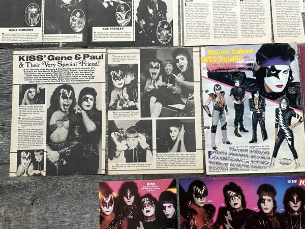 KISS Clippings Articles Pin Up 17pc Lot The Elder Vintage Kiss Aucoin Eric Carr