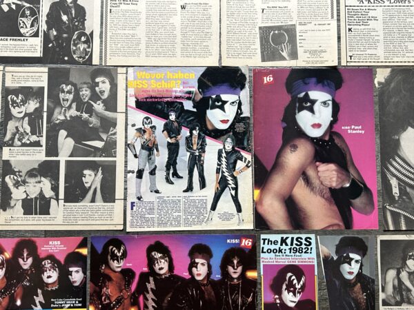 KISS Clippings Articles Pin Up 17pc Lot The Elder Vintage Kiss Aucoin Eric Carr