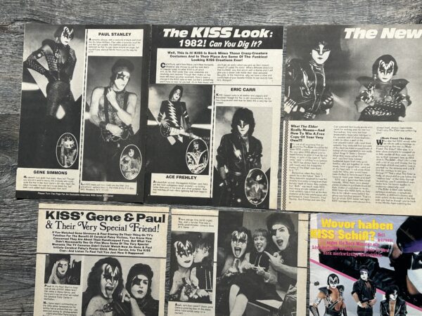 KISS Clippings Articles Pin Up 17pc Lot The Elder Vintage Kiss Aucoin Eric Carr