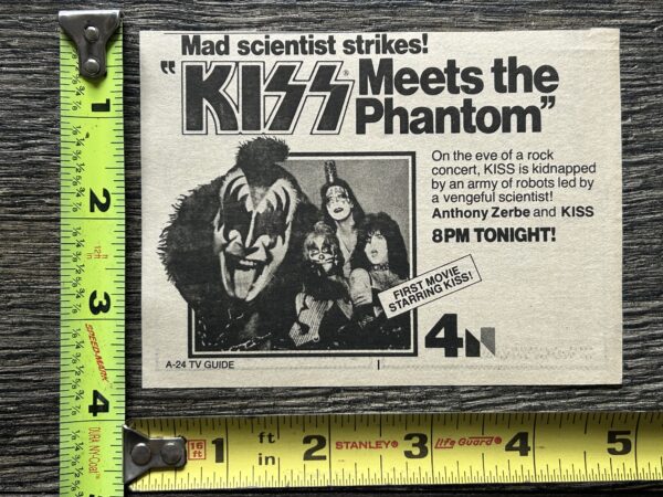 KISS Meets The Phantom Ad Advert NBC TV Movie 1978 4x5 Vintage Kiss Aucoin