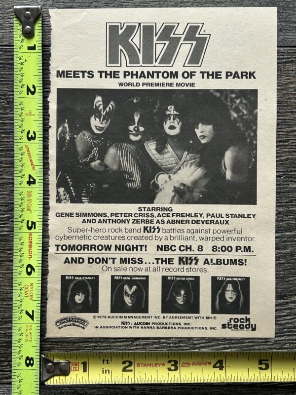 KISS Meets The Phantom Ad Advert TV Movie 1978 Solo Albums Vintage Kiss Aucoin