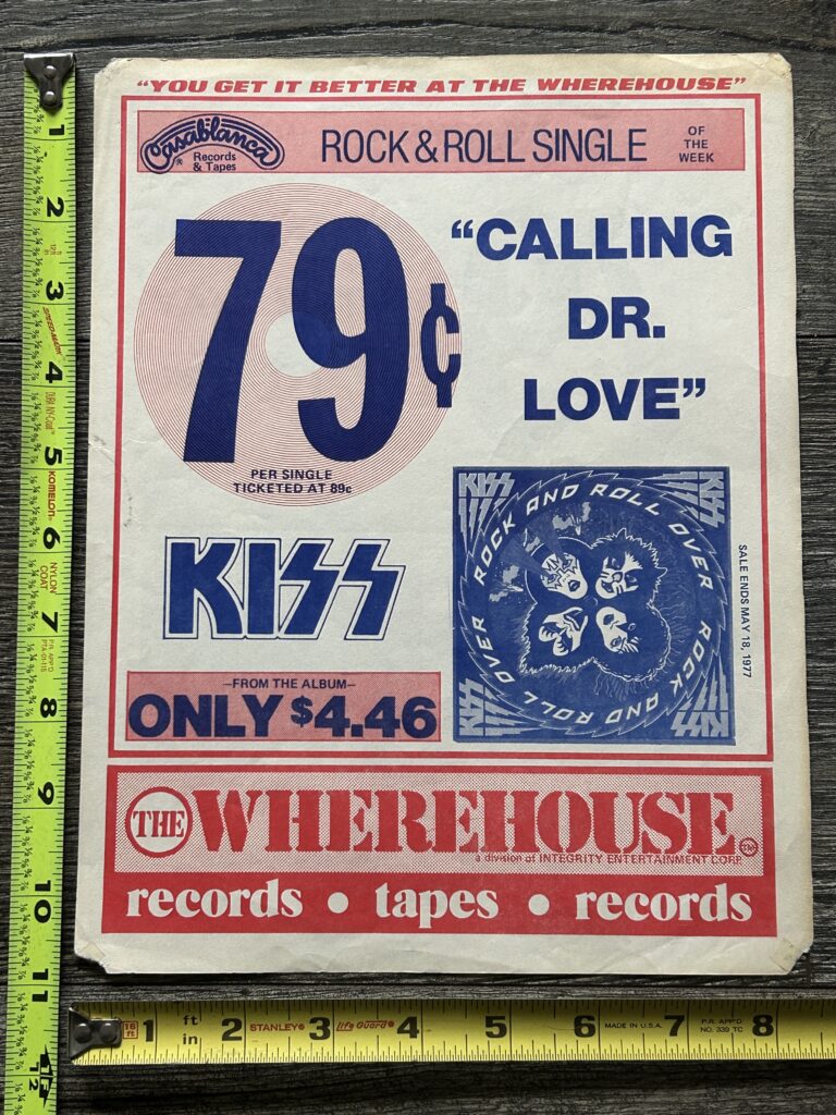 KISS Ad Advert Calling Dr Love 7" Vinyl Rock And Roll Over Vintage Kiss Aucoin