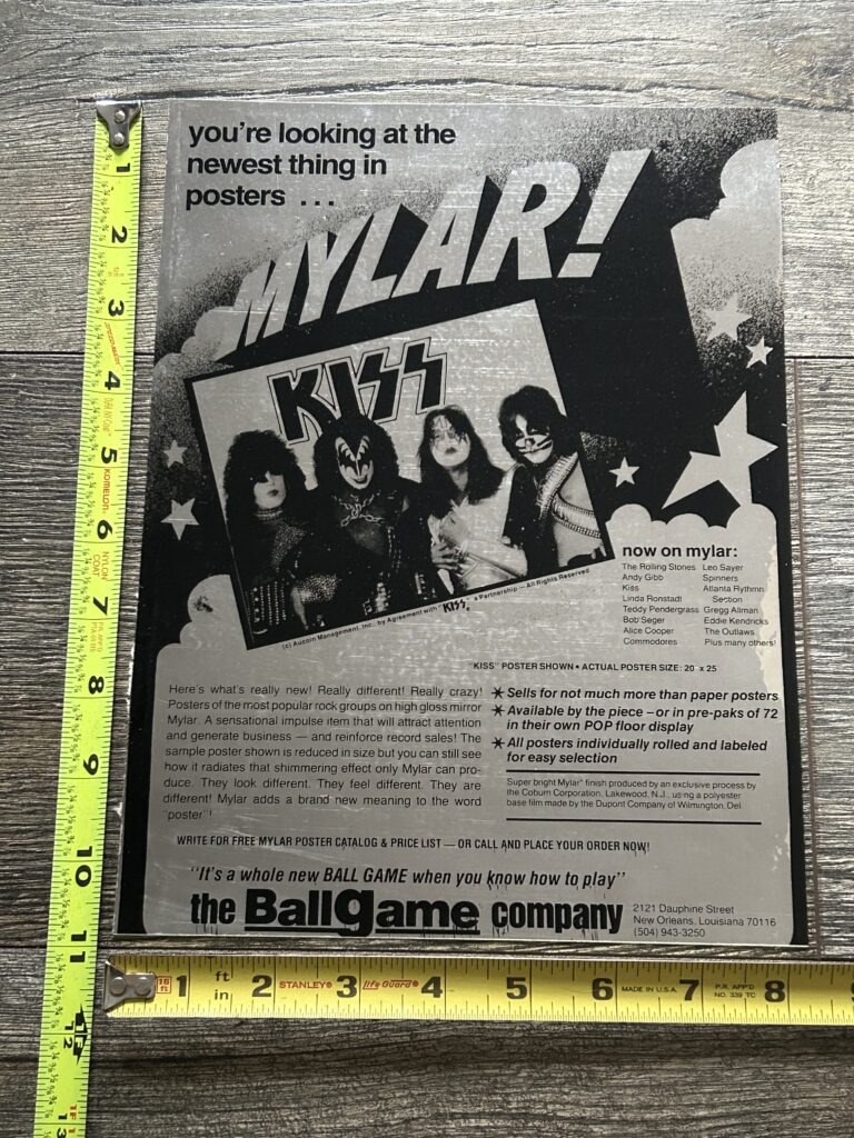 KISS Ad Advert Mylar Ad for Kiss Mylar Posters Promo 1977 Vintage Kiss Aucoin