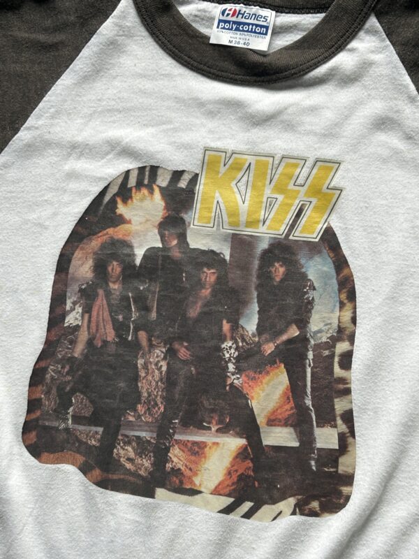 KISS Vintage Concert T-Shirt Animalize Tour Raglan Jersey Iron On Vintage Kiss