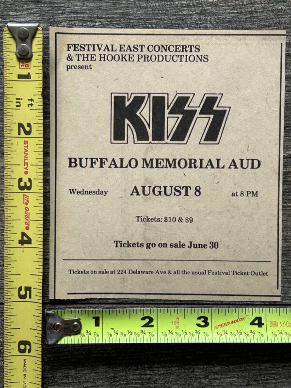 KISS Concert Ad Advert Dynasty Concert Tour Buffalo NY Aug 8 Vintage Kiss Aucoin