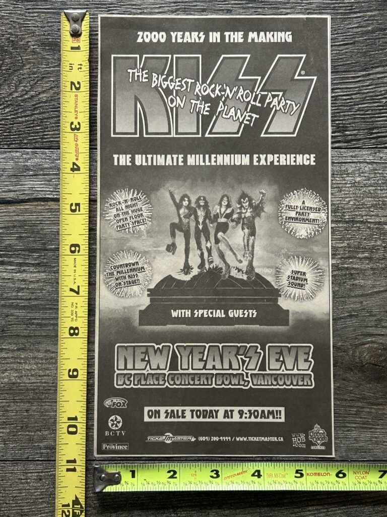 KISS Concert Ad Advert Farewell Vancouver Canada Millennium Alive 4 Vintage Kiss