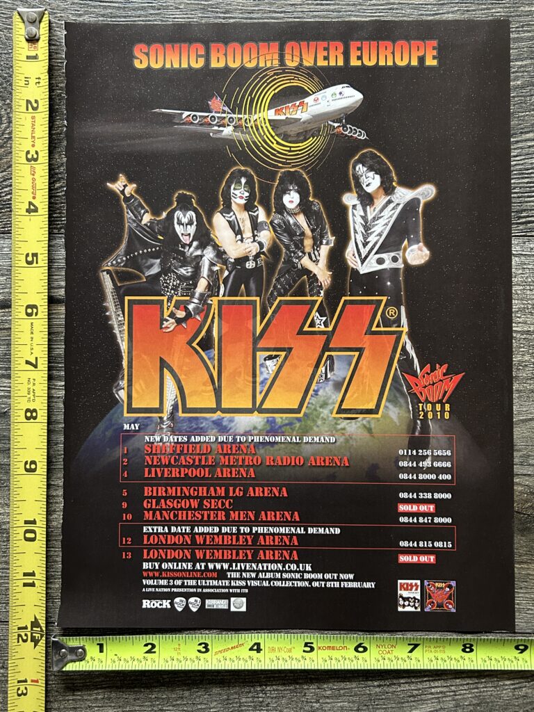 KISS Ad Advert Sonic Boom Over Europe Concert Tour 2010 UK Dates Vintage Kiss