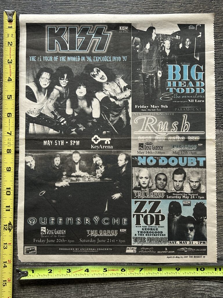 KISS Concert Ad Advert Alive Reunion Tour May 5 1997 Seattle Vintage Kiss