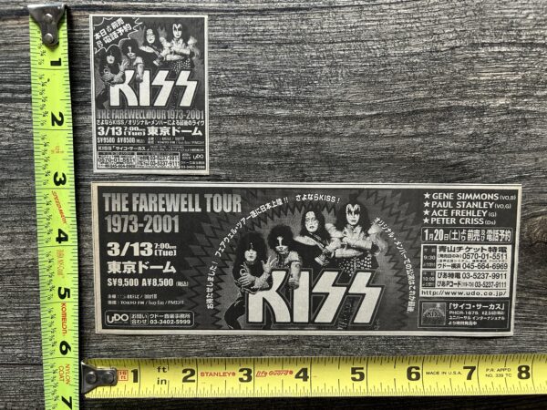 KISS Concert Ad Advert Farewell Tour Mar 13 2001 Japan Japanese Lot Vintage Kiss