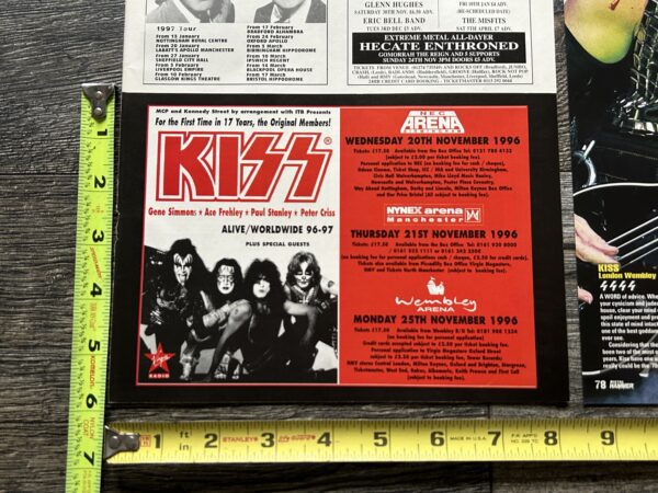 KISS Concert Ad Advert Alive Reunion Tour Wembley UK 1996 3pc Lot Vintage Kiss