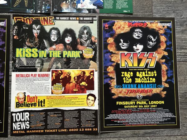 KISS Concert Ad Advert KAOS IN THE PARK Finsbury Park UK 1997 Lot Vintage Kiss