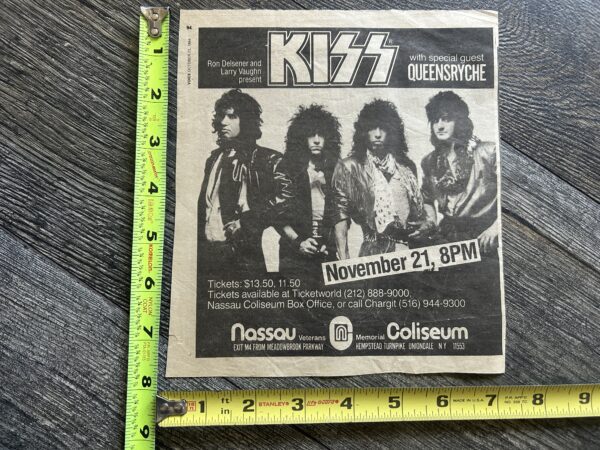 KISS Concert Ad Advert Animalize Tour Nassau NY 1984 Vintage Kiss Queensryche