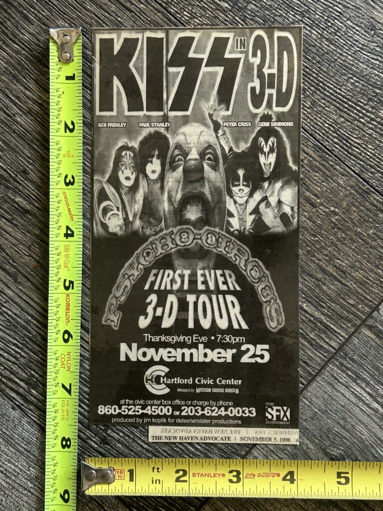 KISS Concert Ad Advert Psycho Circus Tour Nov 25 1998 Hartford CT Vintage Kiss