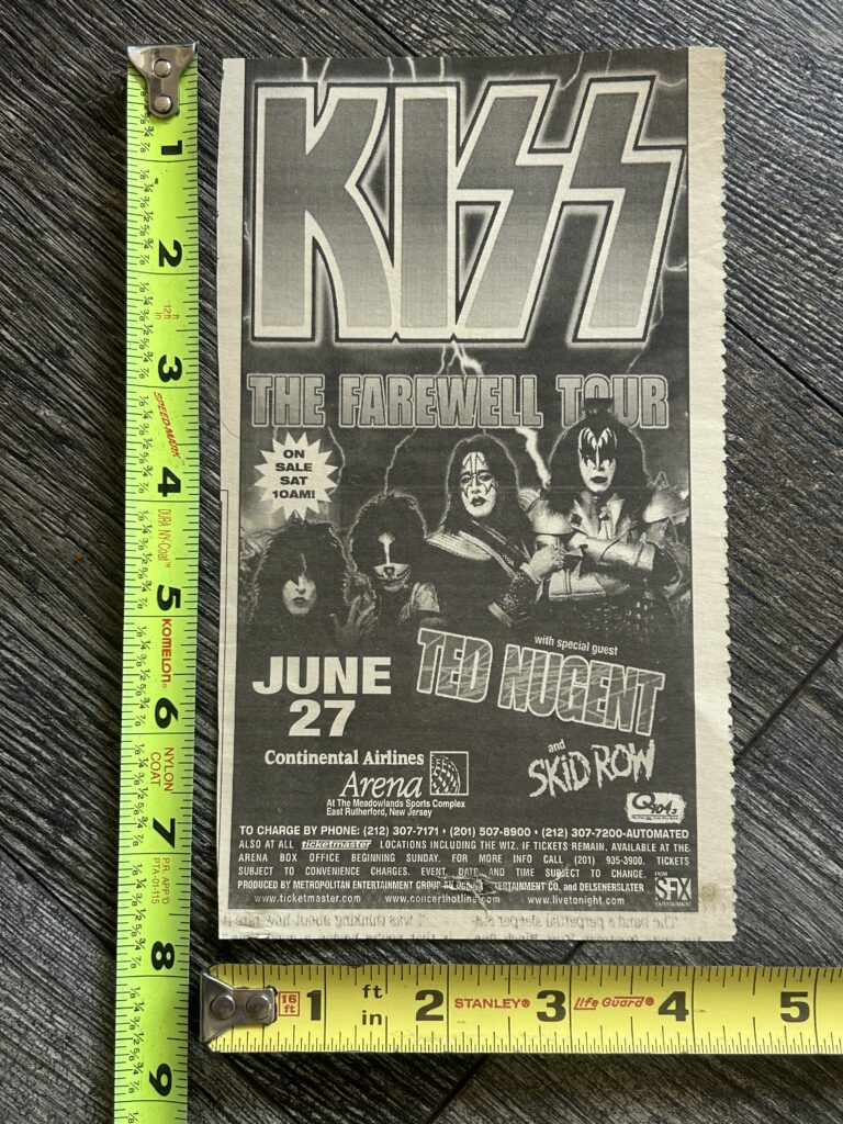 KISS Concert Ad Advert Farewell Tour June 27 Continental Arena NJ Vintage Kiss