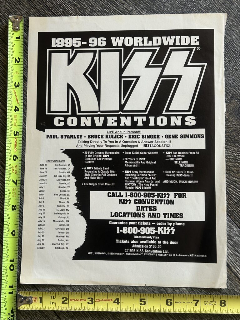 KISS Concert Ad Advert Unplugged Conventions Tour 1995 Vintage Kiss Bruce Kulick