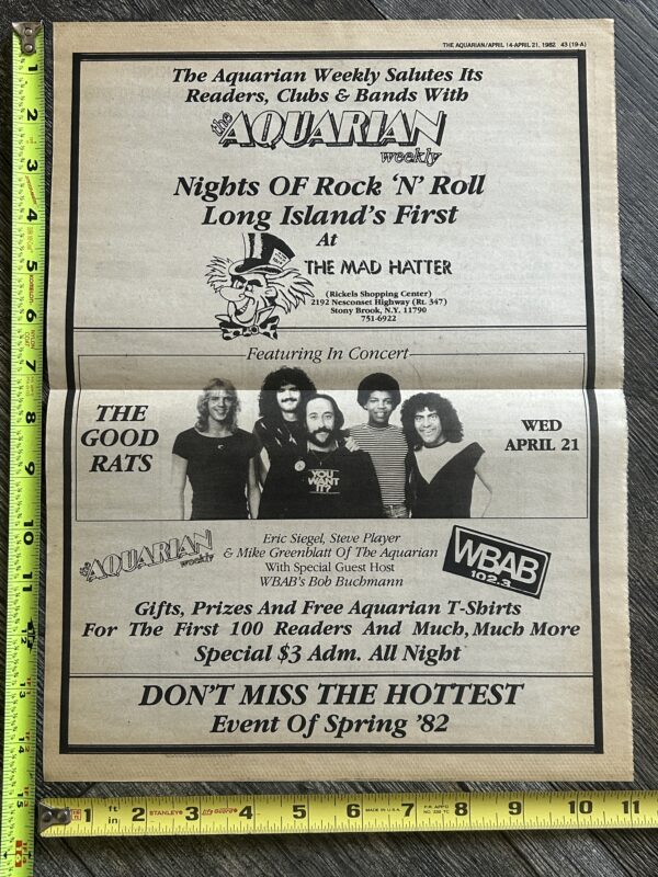 Kiss Concert Ad Advert Bruce Kulick THE GOOD RATS April 21 1982 NY Vintage Kiss