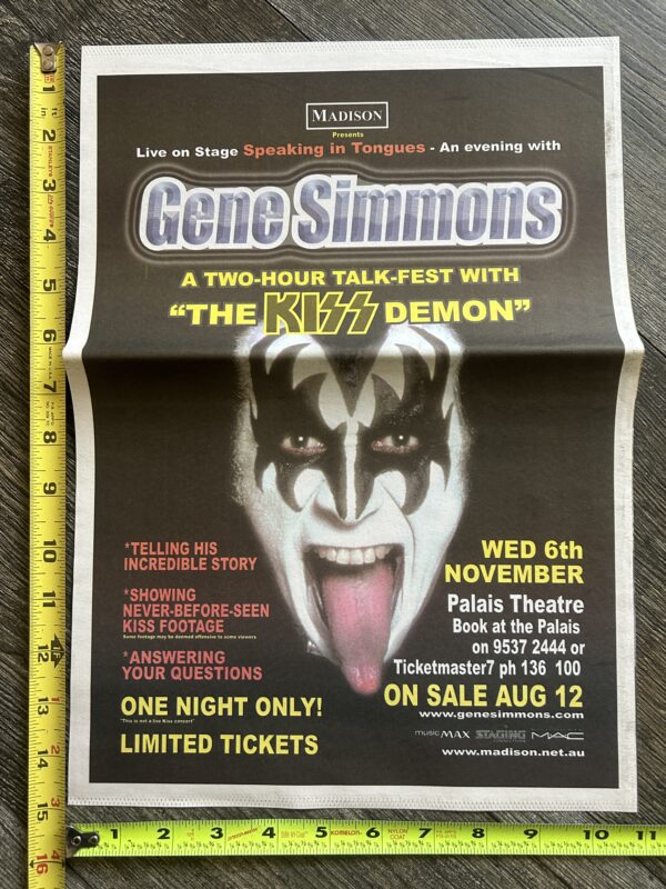 KISS Poster Ad Advert GENE SIMMONS Speaking In Tongues Tour Australia 2004