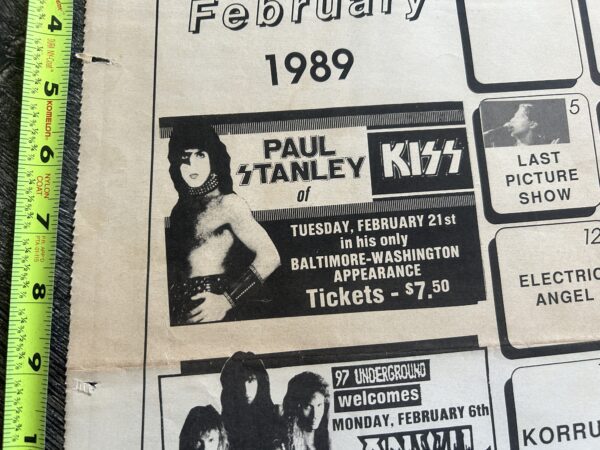 KISS Concert Poster Ad Advert PAUL STANLEY Tour 1989 Hammerjacks Vintage Kiss B