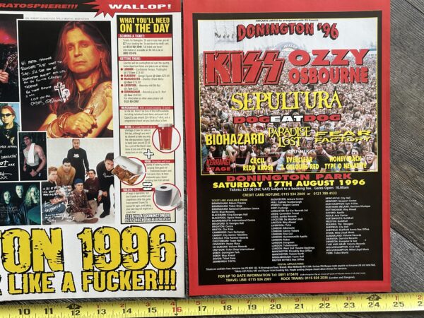 KISS Concert Ad Advert DONNINGTON Festival Reunion Tour 1996 Lot Vintage Kiss