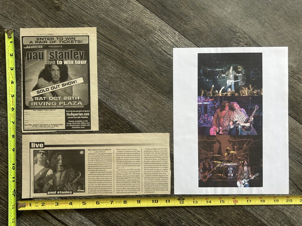 KISS Concert Ad Advert PAUL STANLEY Live To Win Solo Tour NYC Lot Vintage Kiss