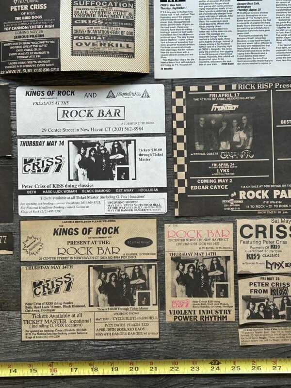 KISS Concert Ad Advert PETER CRISS Solo Collection Lot NJ NY CT Vintage Kiss