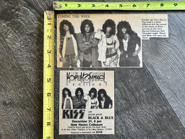 KISS Concert Ad Advert Asylum Tour New Haven CT Dec 21 1985 2pc Lot Vintage Kiss