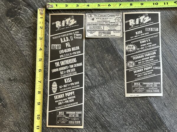 KISS Concert Ad Advert Revenge Tour Ritz NYC May 9 1992 Lot Vintage Kiss Kulick