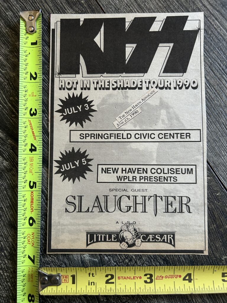 KISS Concert Ad Advert Hot In The Shade Tour Springfield New Haven Vintage Kiss