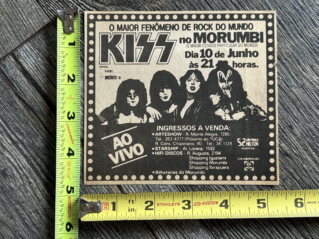 KISS Concert Ad Advert Creatures Of The Night Tour Morumbi Brazil Vintage Kiss