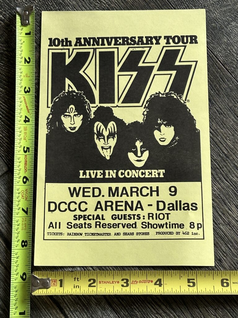 KISS Handbill Flyer Concert Ad Creatures Of The Night Tour Dallas Vintage Kiss