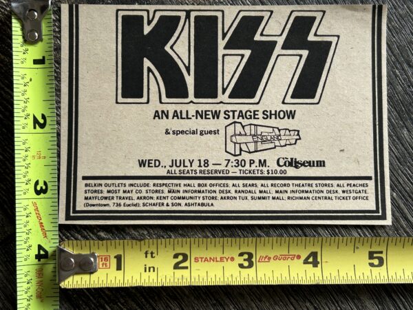 KISS Concert Ad Advert Dynasty Tour Richfield Ohio July 1979 Vintage Kiss Aucoin