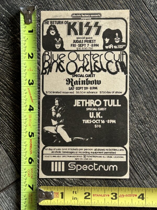 KISS Concert Ad Dynasty Tour Philadelphia Vintage Kiss Aucoin Rainbow Blackmore