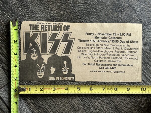 KISS Concert Ad Advert Dynasty Tour Washington Nov 23 1979 Vintage Kiss Aucoin