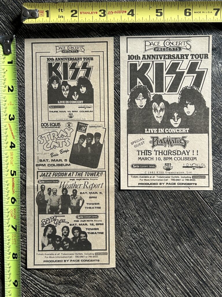 KISS Concert Ad Creatures Of The Night Tour Houston TX 1983 Vintage Kiss Aucoin