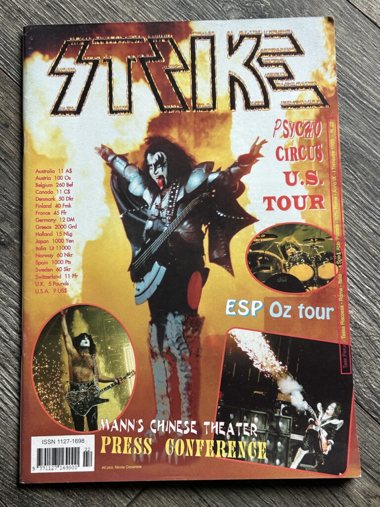 KISS Fanzine Magazine STRIKE 22 Italy 1999 Psycho Circus US Tour Vintage Kiss