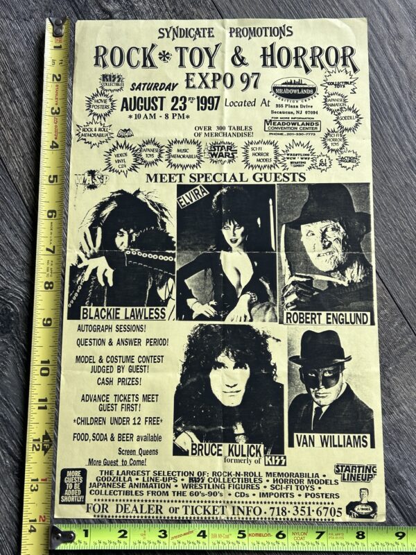 KISS Poster Ad BRUCE KULICK Wasp Blackie Lawless Elvira Expo NJ '97 Vintage Kiss