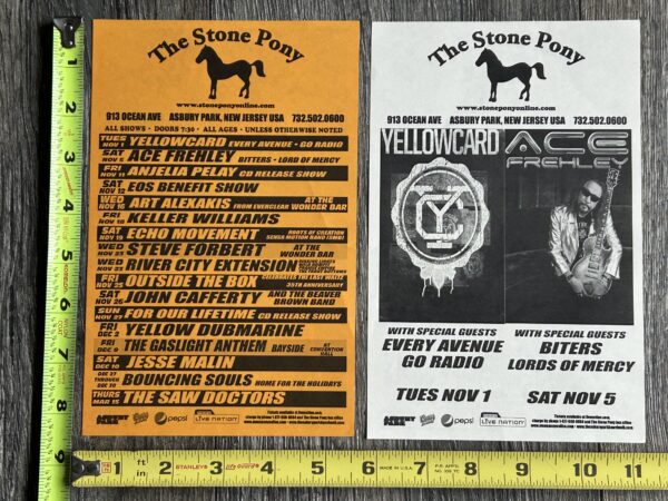 KISS Handbill Concert Ad Flyer ACE FREHLEY Stone Pony NJ Nov 5 Lot Vintage Kiss
