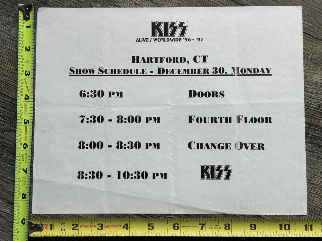 KISS Concert Backstage Sign Alive Reunion Tour Hartford CT Dec 30 Vintage Kiss