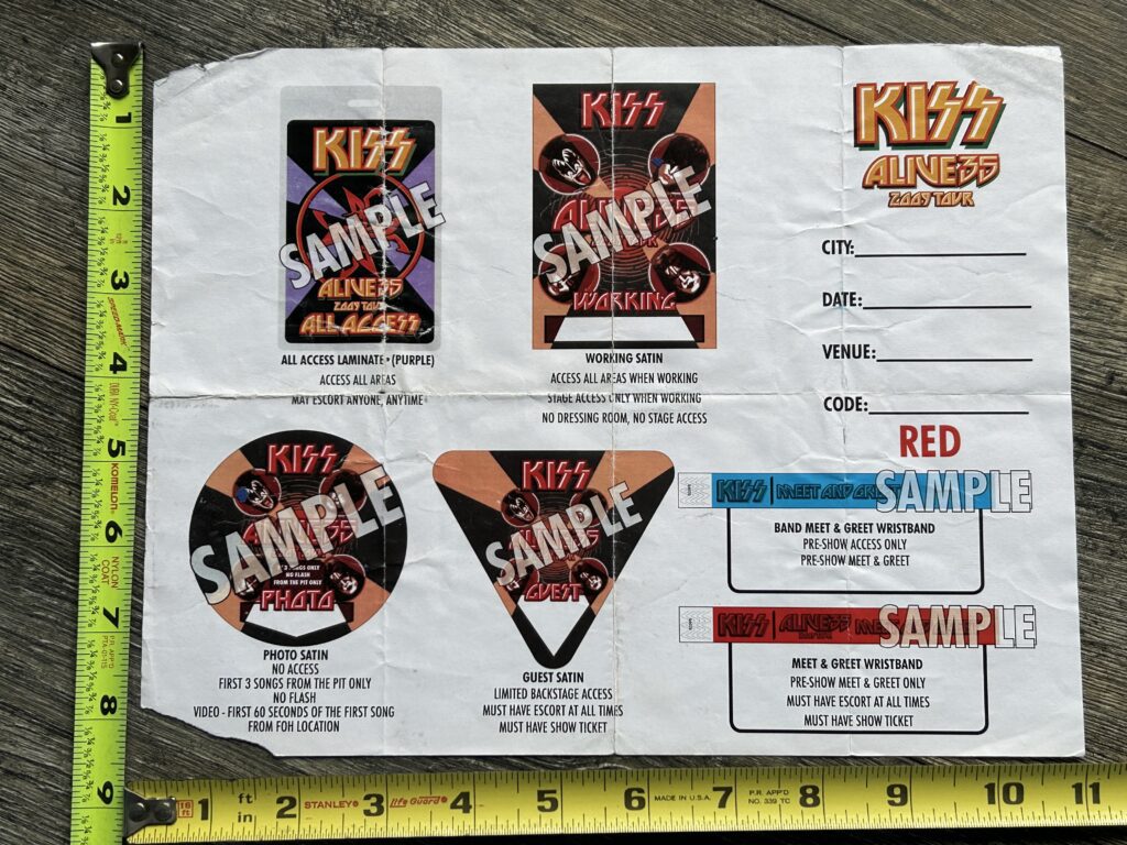 KISS Concert Backstage Sign Pass Wristband Guide Alive 35 Tour 2009 Vintage Kiss